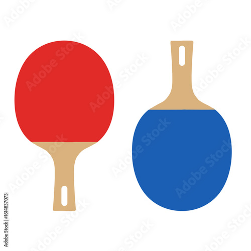 Two Ping Pong Paddle Designs in Red and Blue
