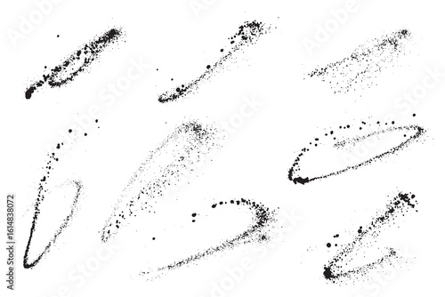Set of black color paint ink bleeding vector background
