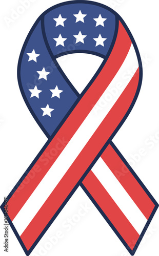 Usa flag awareness ribbon