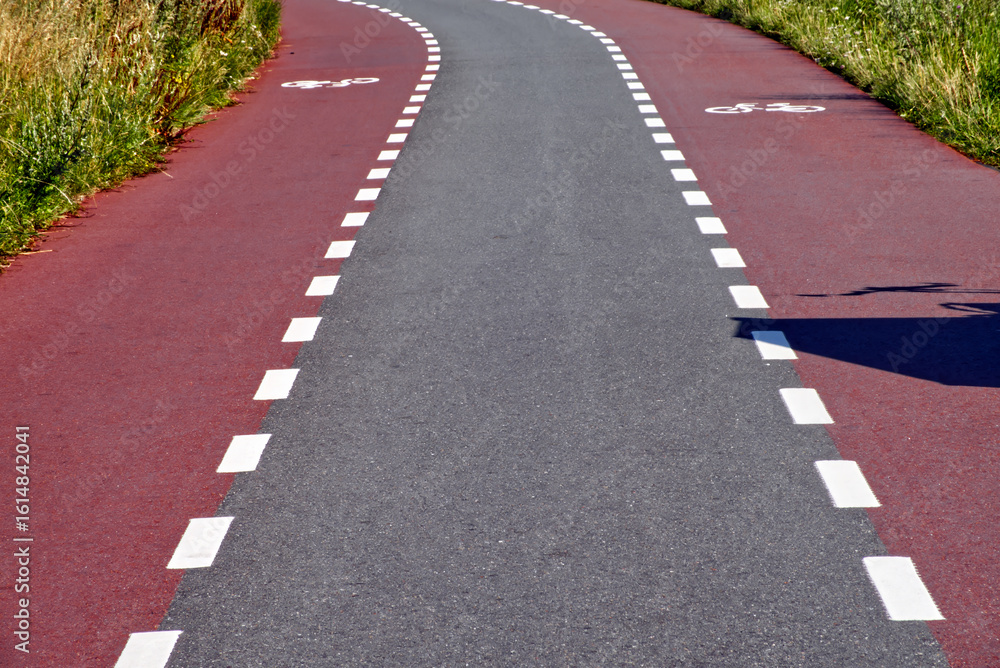 custom made wallpaper toronto digitalDutch countryside road with clearly marked bicycle lanes, showcasing safe cycling infrastructure amid green pastoral landscape