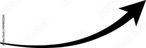 A simple black curved arrow pointing upwards. This versatile graphic is perfect for use in presentations, reports, and infographics to highlight information, indicate growth, 