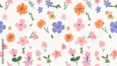 Wallpaper Mural Cute meadow flower pattern in an abstract, modern style with hand-drawn design elements and flowing botanical shapes. Torontodigital.ca