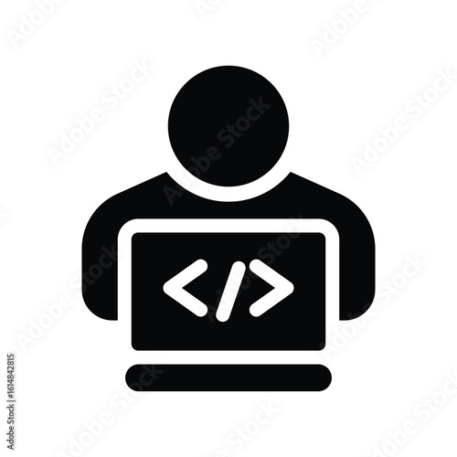 programmer glyph icon illustration vector graphic.eps