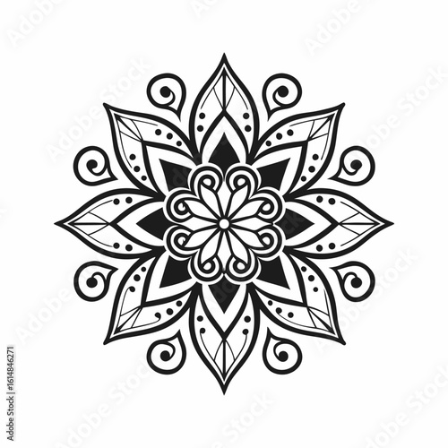 Circular pattern in the form of a mandala. Henna tatoo mandala. Mehndi style. Decorative pattern in oriental style. Coloring book page.
