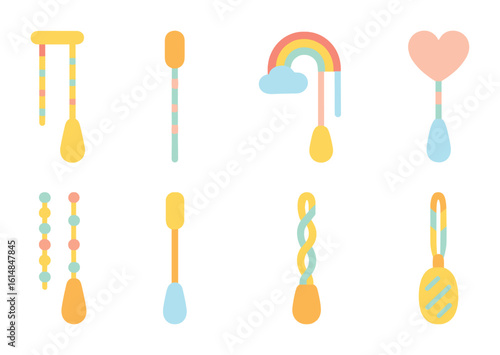 Colorful Blind Cord Designs. Flat vector mini-illustrations colorful blind cord designs in colors children's
