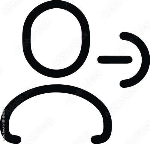 Person icon with minus symbol and arrow user profile