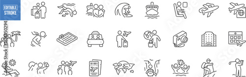 Hotel & Hospitality Icons – Guest, Hotel, Room, Booking, Travel, Concierge, Bellboy, Keycard, Tourism, Reception, Check-in, Suitcase, Trip, Hospitality, Front Desk, Stay, Vacation, Resort

