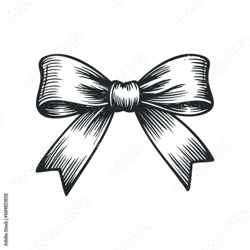 Detailed classic bow design. Hand drawn vector illustration