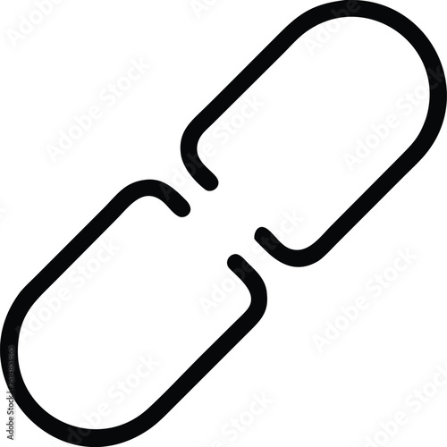 Black and white icon of a chain link on white background