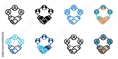 Stakeholder Agreement icon set multiple style collection 