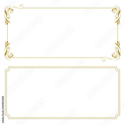 Vector frame for design template. Golden floral borders. Ornate decor for save the date, birthday, greeting card, wedding invitation, leaflet, poster, certificate, thank you message.