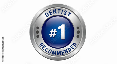 A silver and blue metallic seal for a "#1 Dentist Recommended" product. This is a powerful graphic for packaging and advertising oral care products like toothpaste or mouthwash 