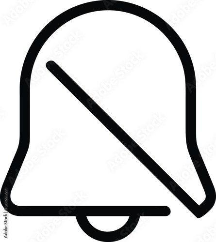 Black bell with diagonal line icon on white background