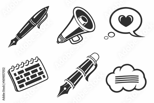 Collection of Writing and Communication Icons.