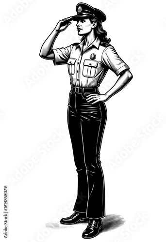 black and white police officer saluting clip art preview
