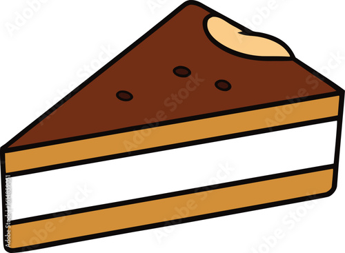 tiramisu dessert slice vector illustration on transparent background