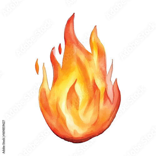 Vibrant watercolor flame illustration with transparent background fire heat