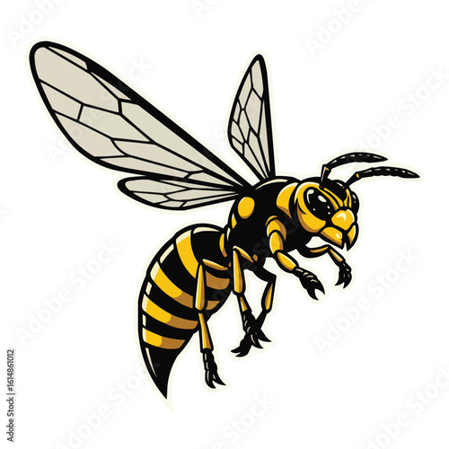 Flying Hornet Illustration with Wings and Stinger