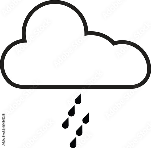 Cloud with moderate rain icon, rainy weather forecast symbol for meteorology UI design and app illustrations with transparent background