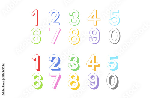 パステルカラーのシンプルな数字セット