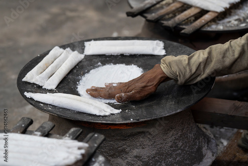Photography Making of Assamese traditional pitha during bihu