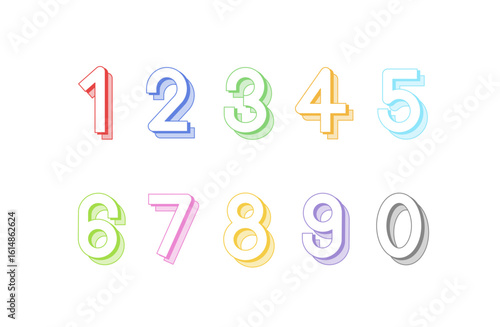 パステルカラーのシンプルな数字セット