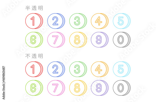 パステルカラーのシンプルな数字セット