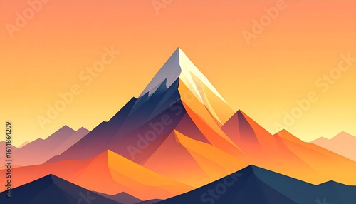 Abstract Mountain Landscape at Sunset