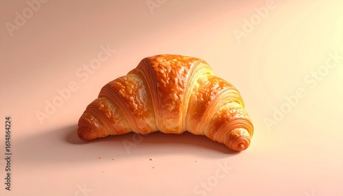 Golden Croissant on Pink Background