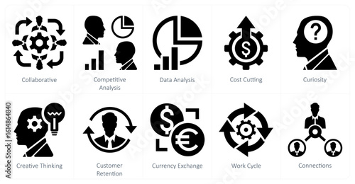 A set of 10 mix icons as collaborative, competitive analysis, data analysis