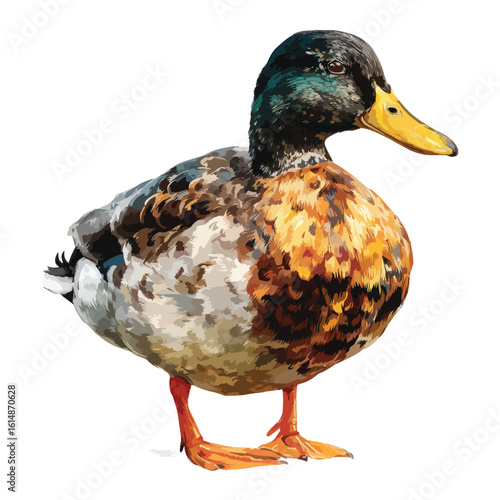 duck isolated in White Background, duck vector, Flat lay vector illustration
