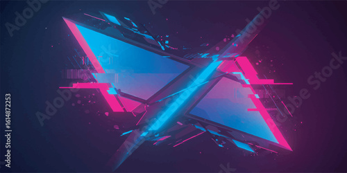 Futuristic Abstract Vector with Geometric Glitch Elements