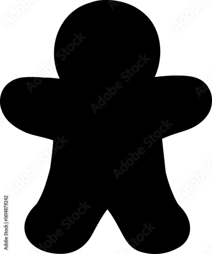 Cute chubby gingerbread man silhouette Isolated.
Cute holiday gingerbread man cookies icon vector.
Holiday gingerbread man cookie.
Transparent background. svg.