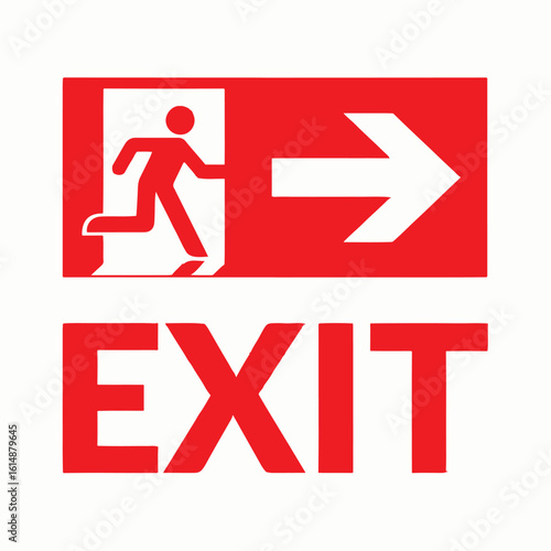 Emergency Exit Sign: A universal sign featuring a running person and an arrow, providing clear direction towards safety in case of an emergency. Emphasizing guidance and security.