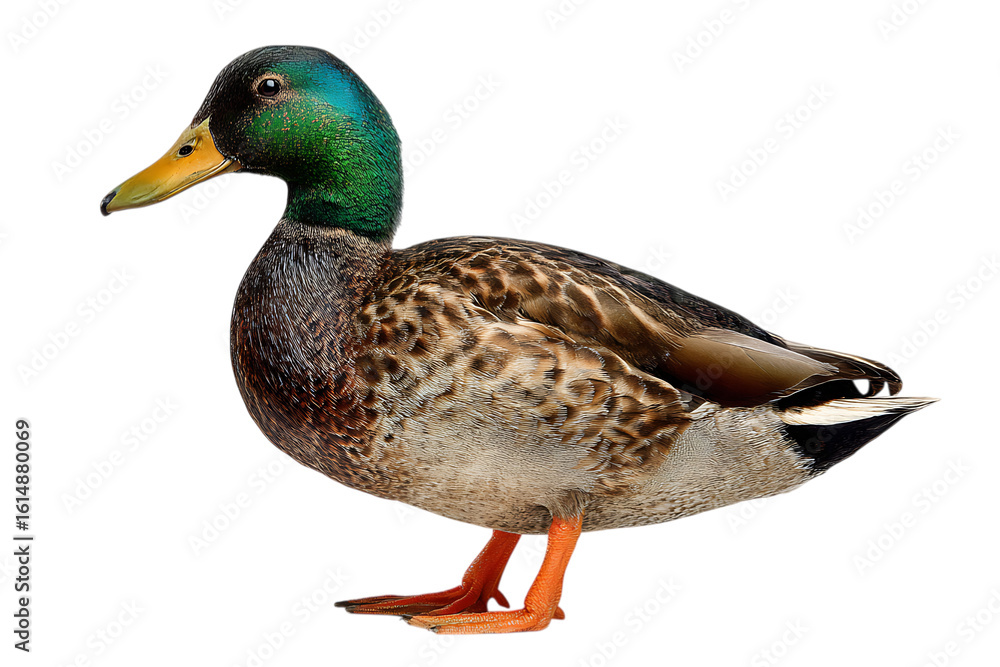 Fototapeta premium Mallard duck male bird isolated on transparent background