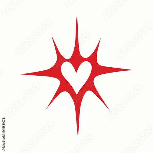 Heart of Radiance: A striking red heart, encircled by a starburst of light, radiates love, passion, and energy. Its simple elegance and bright color palette creates a powerful image.