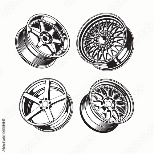 Stylish Alloy Rims: Showcase the sleek design of alloy rims in monochrome, a visual tribute to automotive aesthetics.