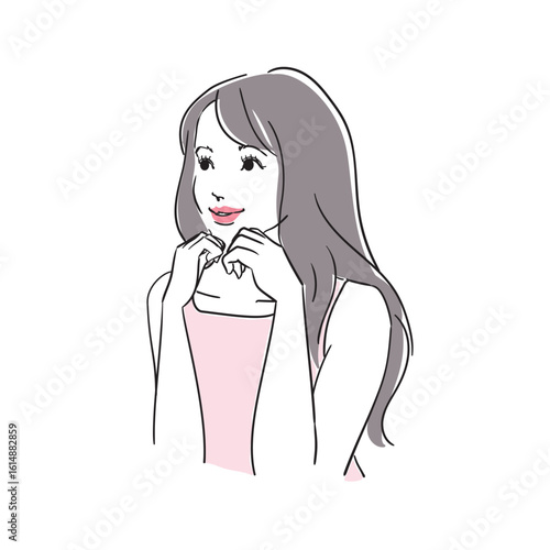 ロングヘアのモデル風美しい女性