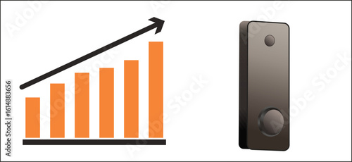 graph,phone,growth modern flat icon illustration for business communication success design vector graphic for sales report