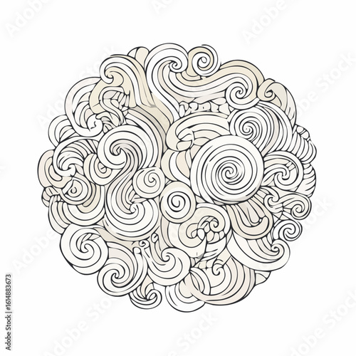 Formes abstraites au feutre noir sur fond blanc,  spirales, courbes,  dessin, artistique, original 
