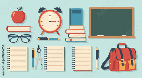 School supplies and stationery items set