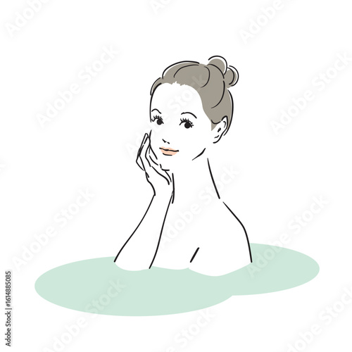 気持ちよさそうに入浴する綺麗な女性