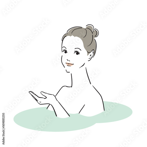 気持ちよさそうに入浴する綺麗な女性