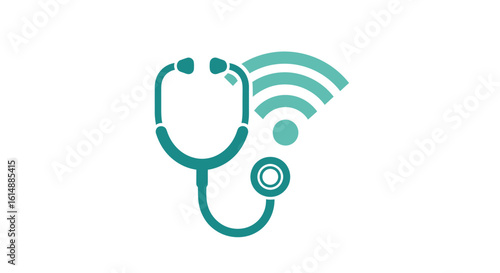 Telemedicine Illustration with Stethoscope and Wi-Fi Symbol Representing Digital Healthcare