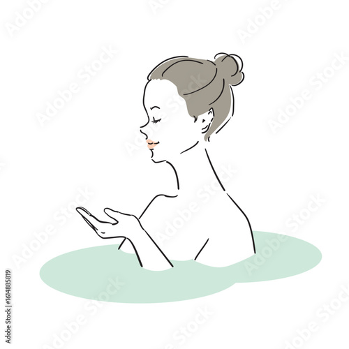 気持ちよさそうに入浴する綺麗な女性