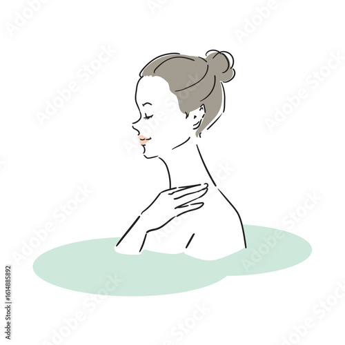 気持ちよさそうに入浴する綺麗な女性