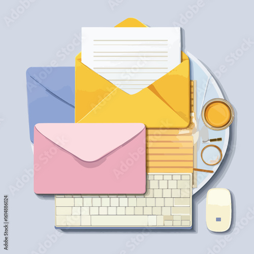 email isolated in White Background, email vector, Flat lay vector illustration