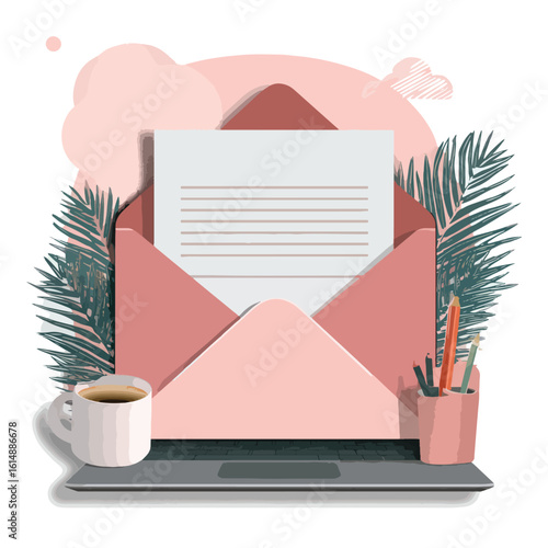 email isolated in White Background, email vector, Flat lay vector illustration