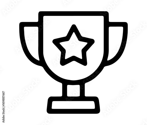 Outlined trophy with star emblem representing victory and success