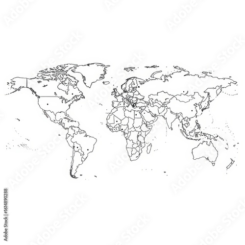 Wallpaper Mural World Map Outline: A Simple, Black and White Political Map of the Globe Torontodigital.ca